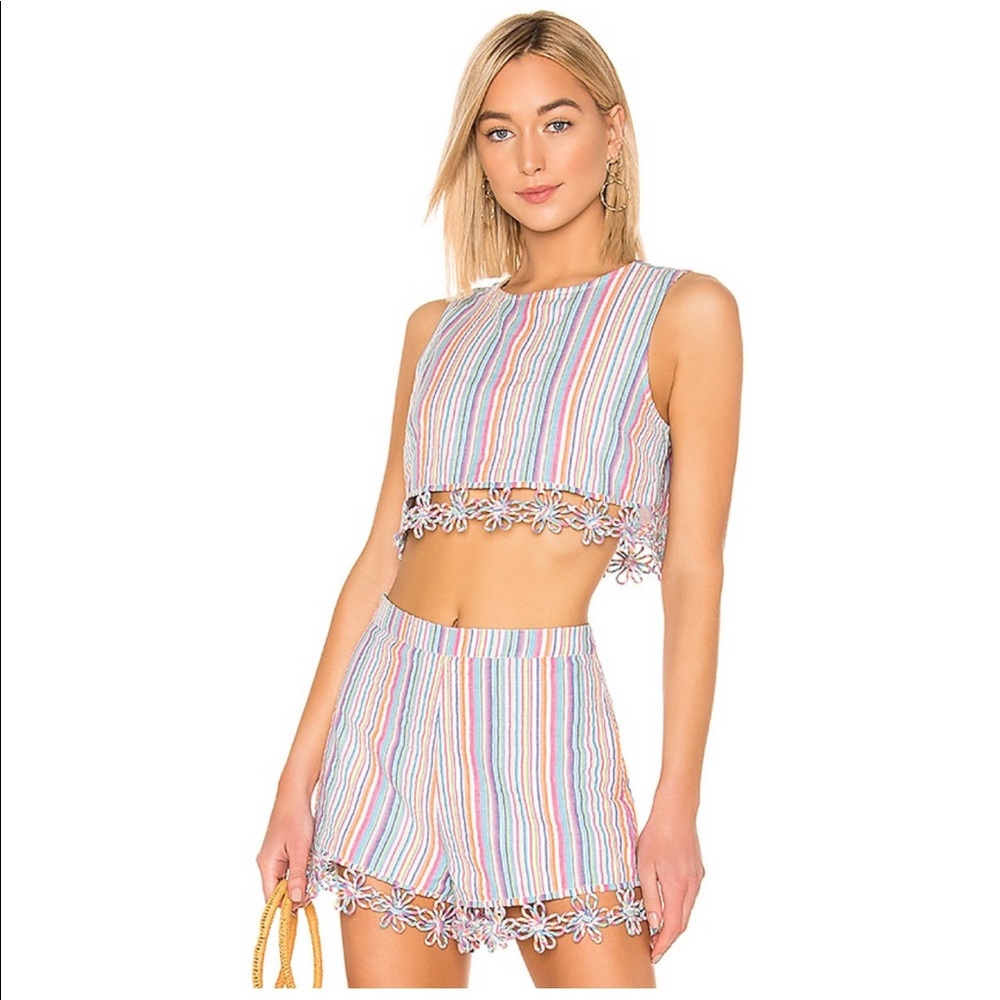 Multicolored short and crop top set